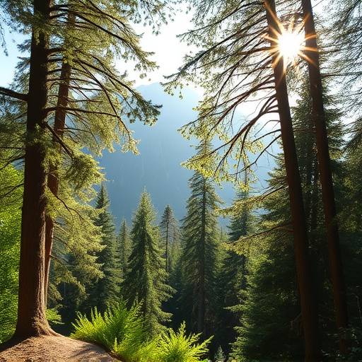 Secluded forest clearing with dappled sunlight filtering through the trees in the Cascade Mountains.
